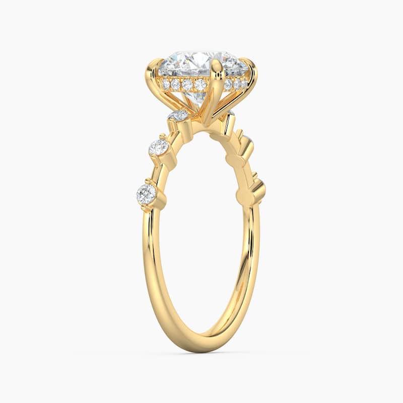Auriya 14k Gold Round Lab Grown Diamond Station Hidden Halo Engagement Ring 1.00 to 5.00 ct. tw. (F-G, VS)