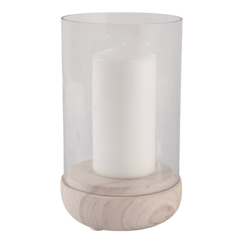 Marble Glass Hurricane Lantern Valencia Style Home Decor - 10" Ivory - 6" x 6" x 9.75"