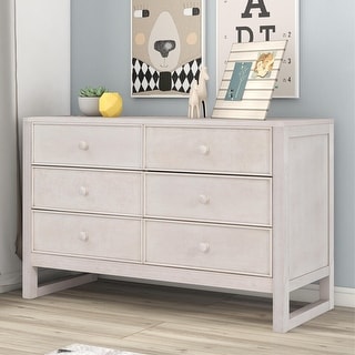 6 Drawers Rustic Wooden Dresser, Storage Cabinet for Bedroom, Sturdy ...
