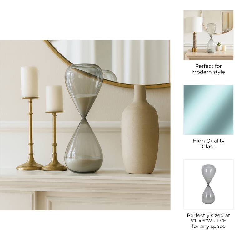 Modern Glass Hourglass Sculpture - Home Decor
