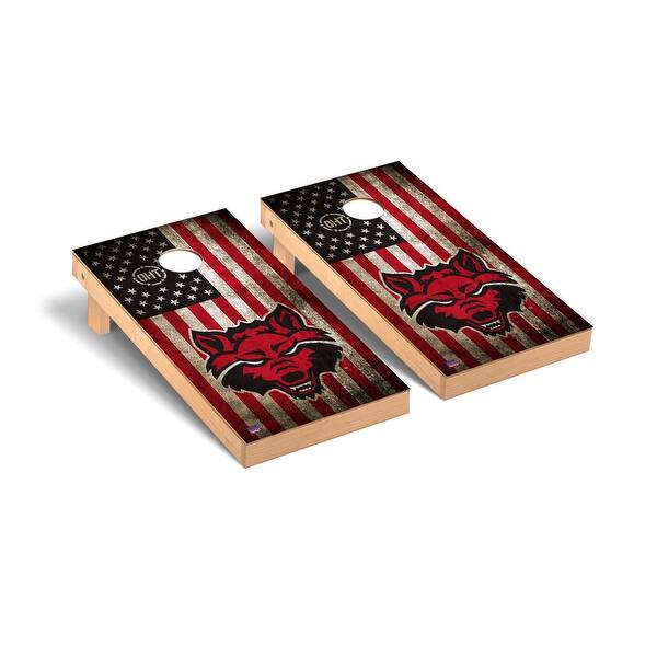 slide 2 of 5, Arkansas State Red Wolves Cornhole Board Set - OHT Vintage Flag Version