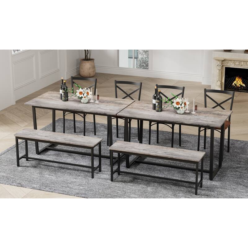 Four-Piece Set Table And Chair With Backrest, Industrial Style, Solid Structure