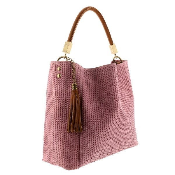 HS2070 RA GRAZIA Pink Leather Hobo Shoulder Bag - 14.5-13.5-5.75