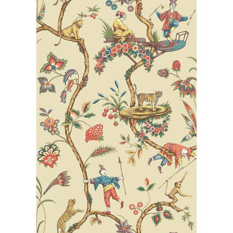 Scalamandre Ecru Chinoise Exotique Self Adhesive Peel & Stick Wallpaper