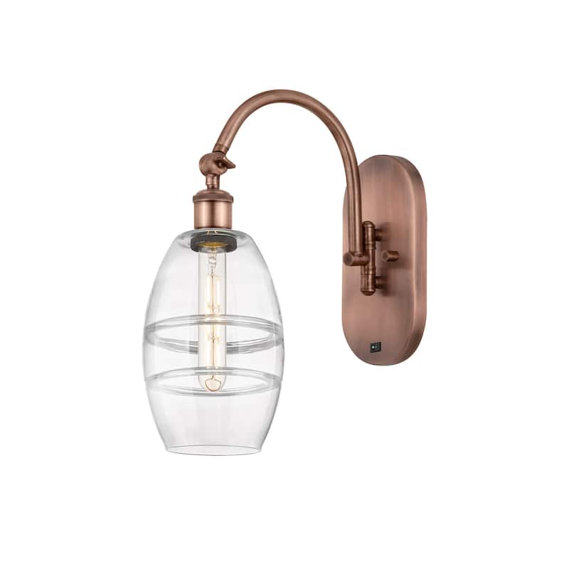 Innovations Lighting 518-1W-12-6 Vaz Sconce Vaz 12" Tall Wall Sconce - Antique Copper / Clear