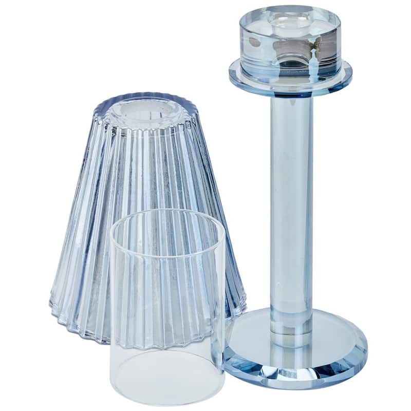Lya 12" Crystal Glass Candle Lamp With Glass Shade
