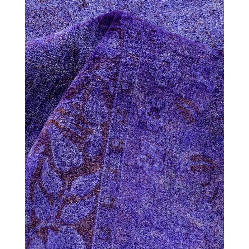 Overton Handknotted Wool Vintage Inspired Contemporary Overdyed Purple Area Rug - 15' 6" x 11' 4"