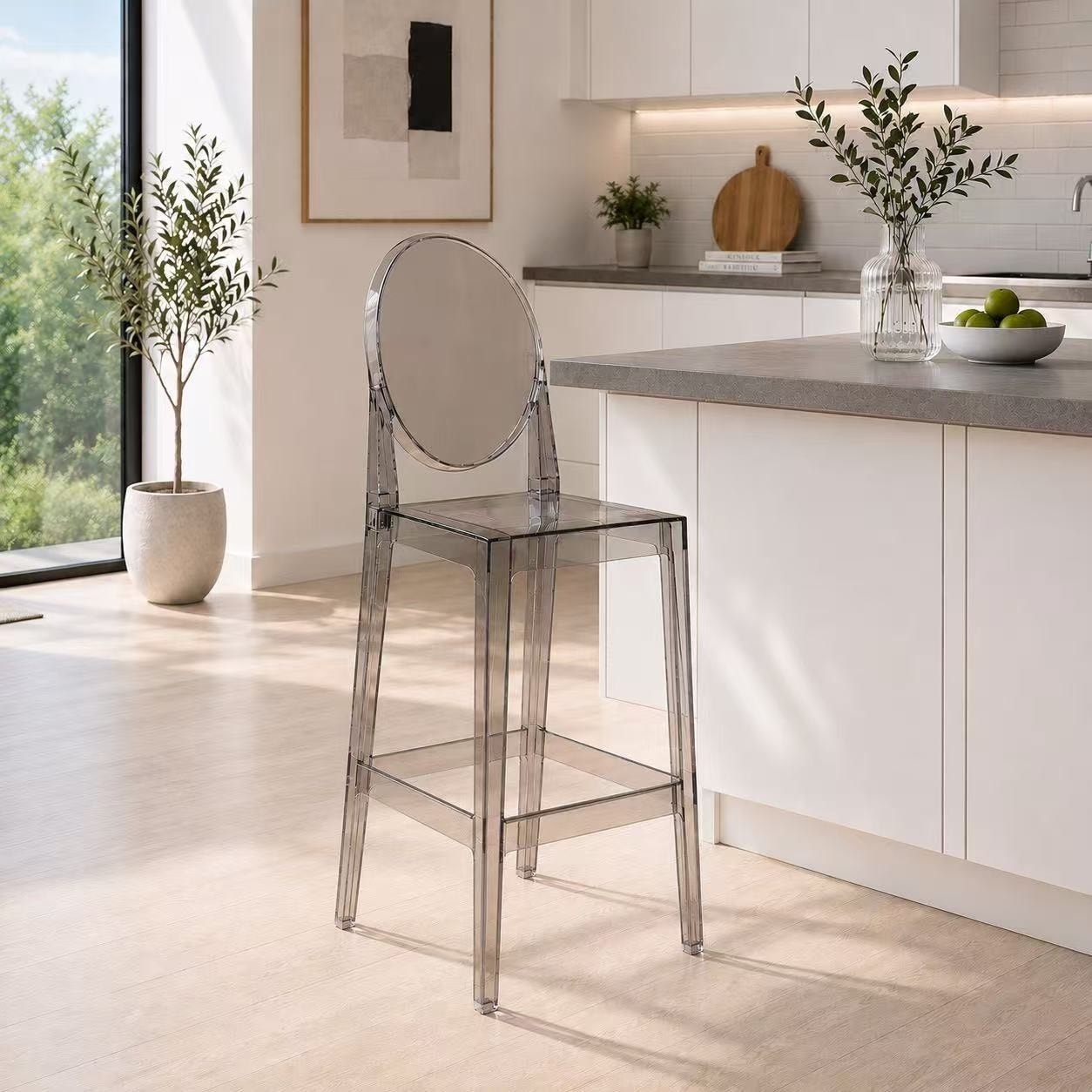 Clear 30" Seat Height Barstool Modern Plastic Side Bar Counter Stool - Accent Lounge No Arms Armless