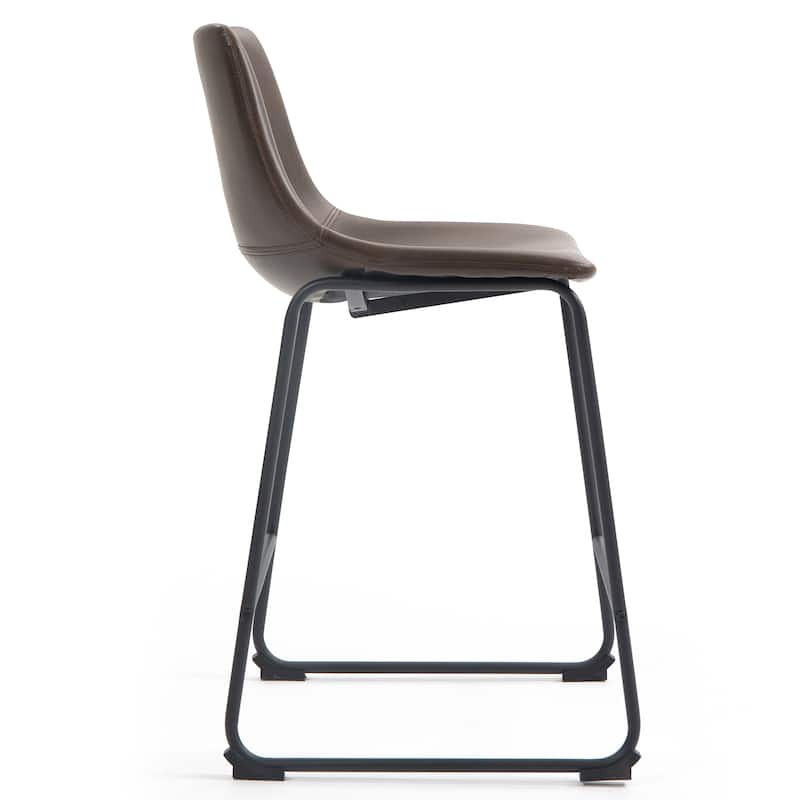 Carbon Loft Richard Faux Leather and Iron Counter Stool (Set of 2)