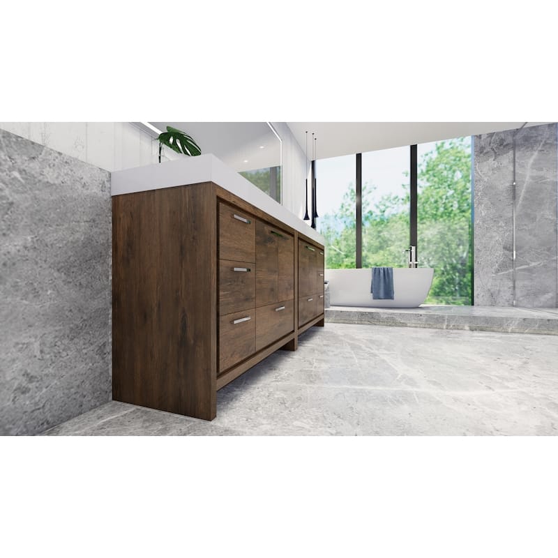Dove 84'' Freestanding Vanity with Double Reinforced Acrylic Sink
