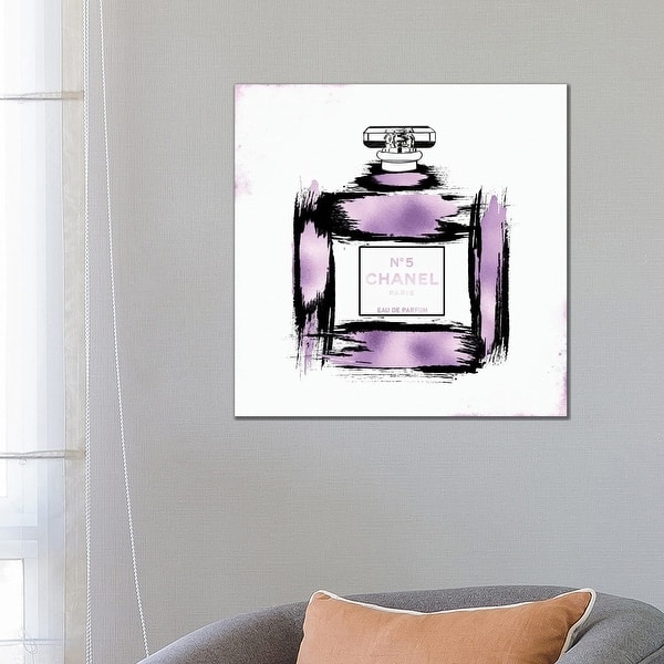 iCanvas Metallic Purple & Black Grunged No5 Paris Perfume Bottle