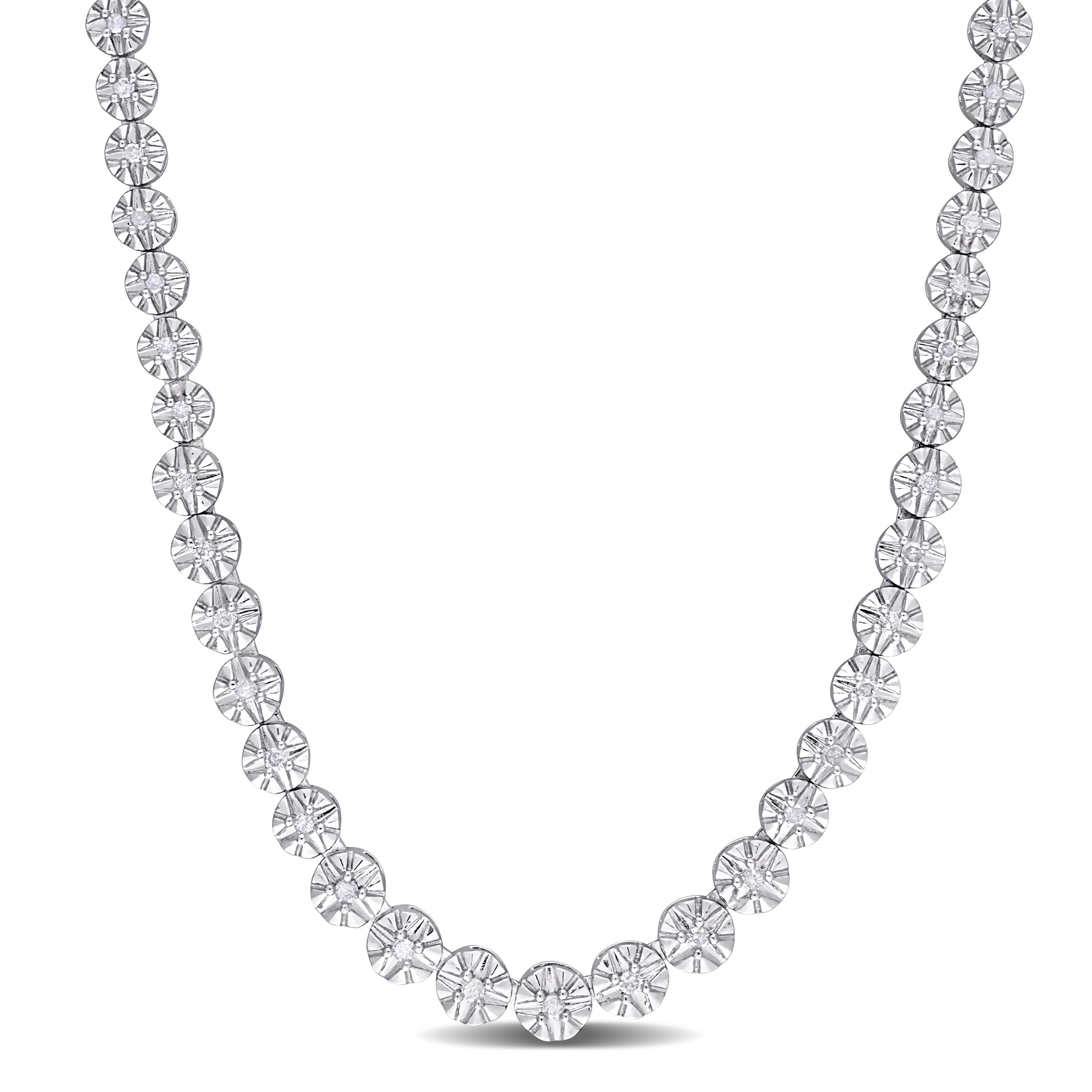Miadora 7/8ct TW Diamond Tennis Necklace in Sterling Silver - 17