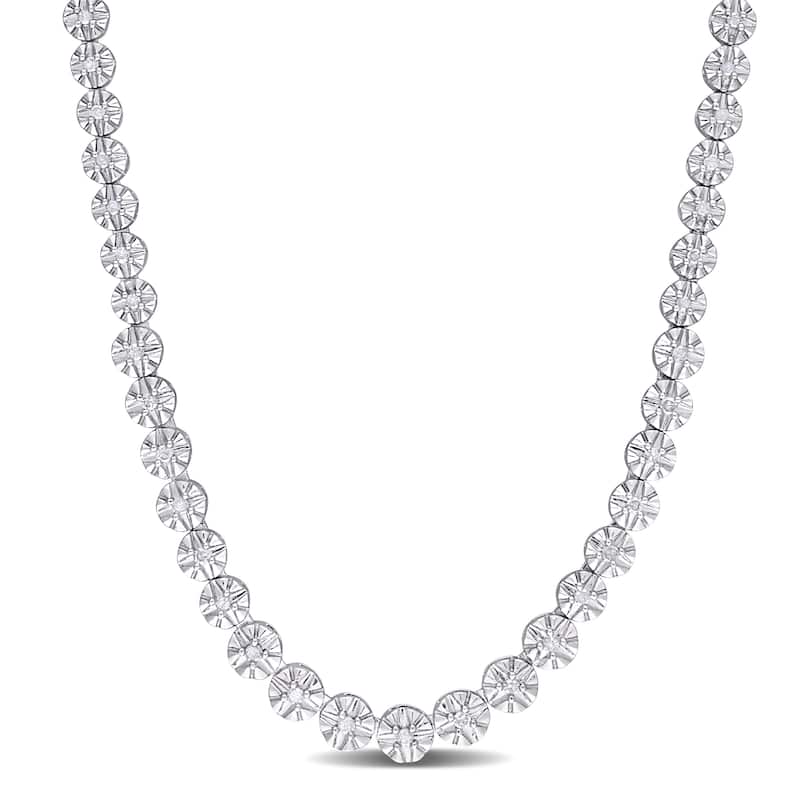 Miadora 7/8ct TW Diamond Tennis Necklace in Sterling Silver - 17 in