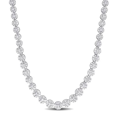 Miadora 7/8ct TW Diamond Tennis Necklace in Sterling Silver - 17 in