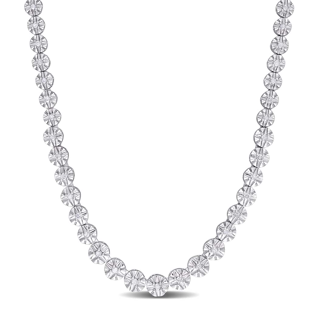 Miadora 7/8ct TW Diamond Tennis Necklace in Sterling Silver - 17 in