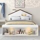 preview thumbnail 19 of 22, Wood Color Full Size House Platform Bed with LED Lights and Storage
