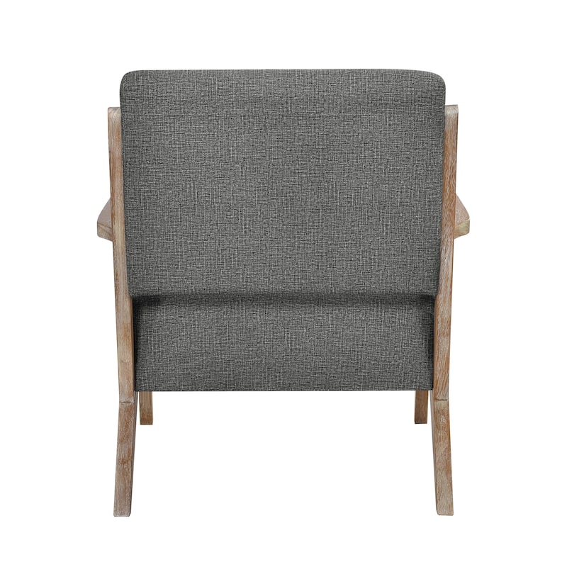 Modern Tufted Back Accent Chair, Dark Gray Fabric Upholstery, Antique Finish