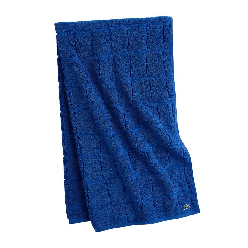 Lacoste Croc Scale Cotton Bath Towel, Hand Towel, and Washcloth - Bath Towel - Surf Blue