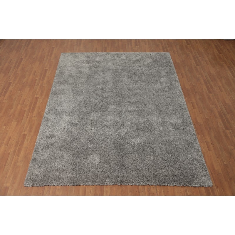 Machine Made Oriental Polyester Carpet Modern All-Over Greys & Charcoal Shaggy Area Rug - 12' 1'' X 8' 6''