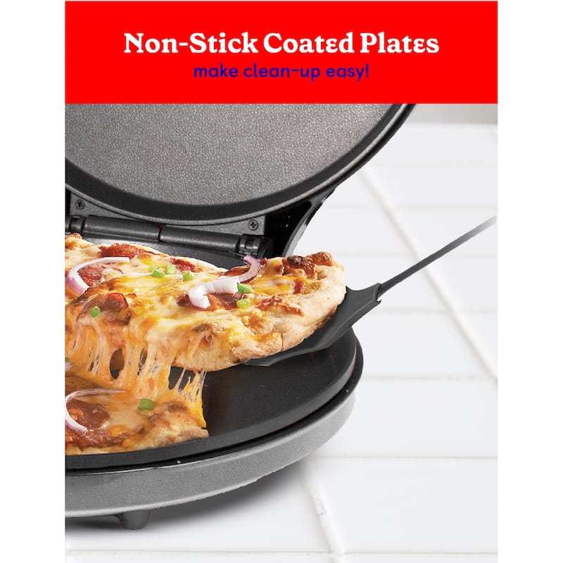 Betty Crocker Pizza Maker Plus 12 inch indoor Electric Grill Silver