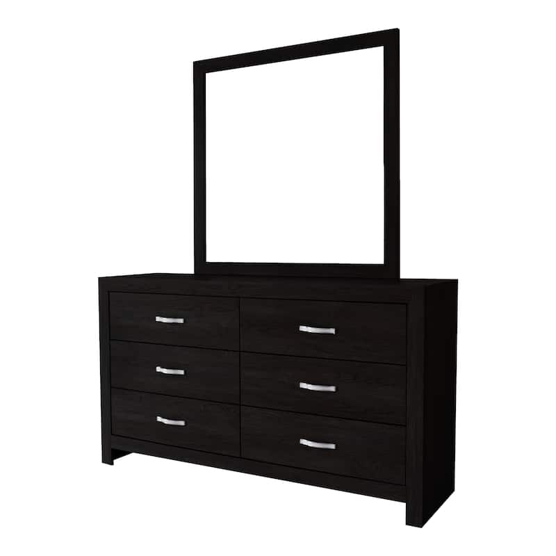 Bernard 3 Piece Black Faux Leather Upholstered Tufted LED Panel Bedroom Set