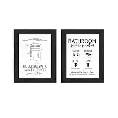 Trendy Decor 4U "Bathroom Guide to Procedures" Printed Framed Wall Art by Lettered & Lined