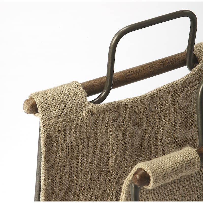 Butler Idaho Burlap & Metal Magazine Basket