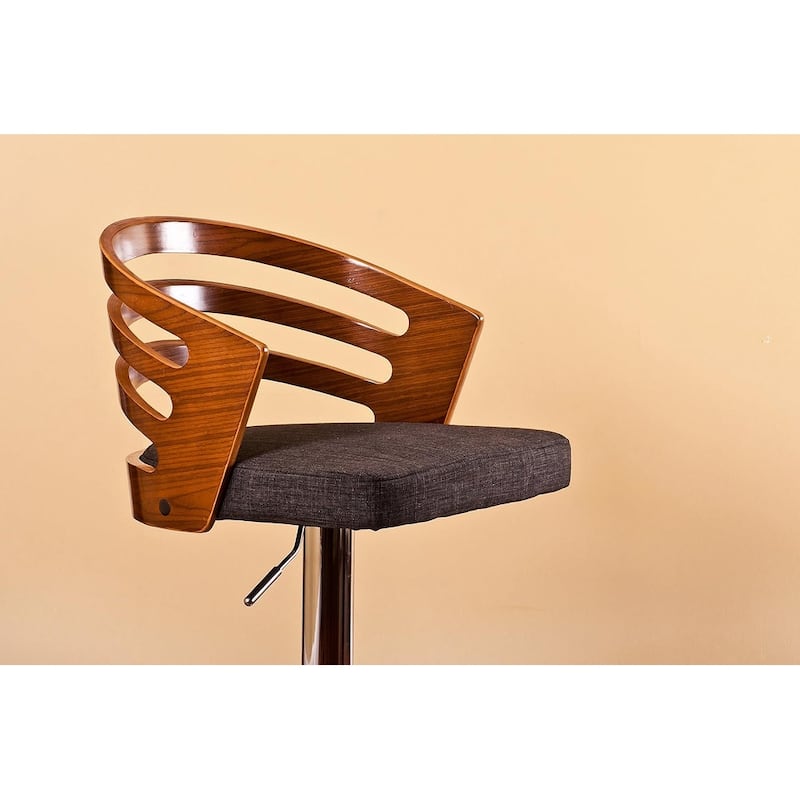 Modern Wood Back Adjustable Swivel Bar Stool with Cushion