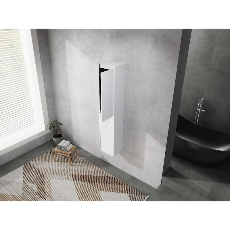GDFStudio 12" Bathroom Wall-Mounted Side Cabinet with Soft Close Doors - 11.81" x 9.81" x 59.00"