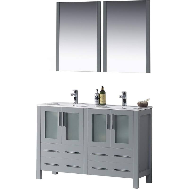 Blossom 48" Double Sink Bathroom Vanity with Ceramic Tops & Mirrors - Metal Grey - Painted