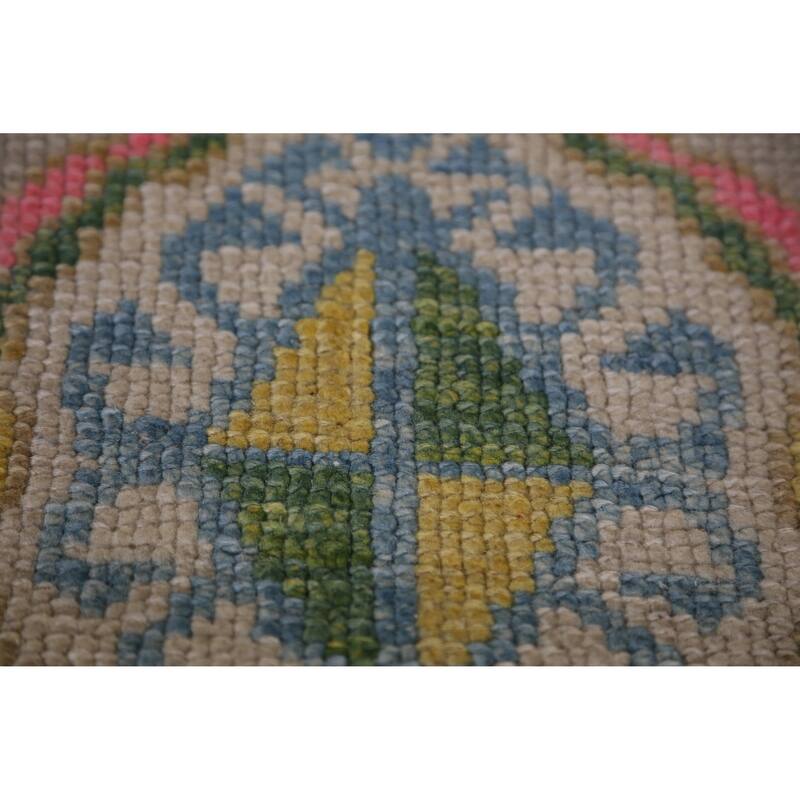 Hand Knotted Oriental 100% Wool Carpet Transitional Geometric Navy Blue & Blues Oushak Area Rug - 10' 10'' X 8' 6''