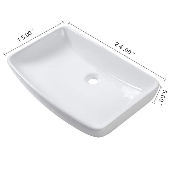 24 in. Modern Oval Bathroom Above in White Porcelain Ceramic Vessel Vanity Sink Art Basin 24 in. Modern Oval Bathroom Above in White Porcelain Ceramic Vessel Vanity Sink Art Basin