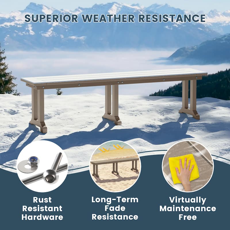 Laguna Hdpe All Weather Outdoor Patio 65" Bench