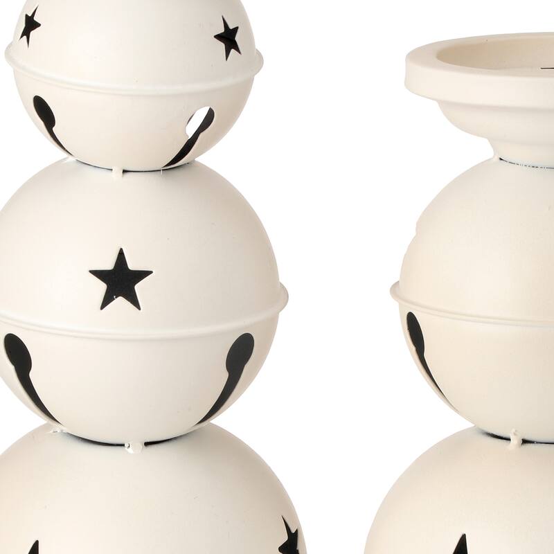 10-12.5" Metal Jingle Bells Candle Holder Set of 2