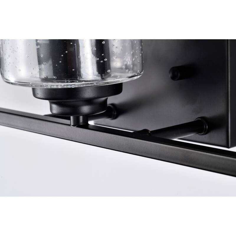 Matte Black 3-Light Vanity Lights with Seedy Glass