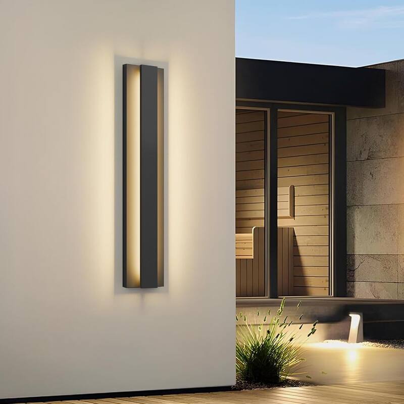 Black Modern/Contemporary LED Outdoor Wall Lantern Sconce 1 or 2 Set - 23.6inch