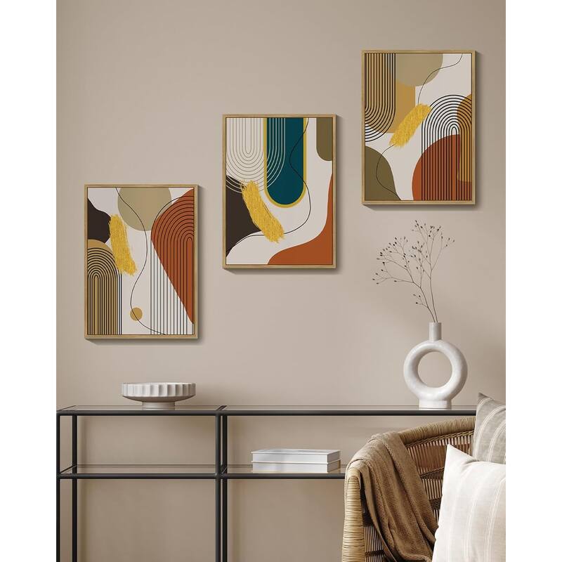 Abstract Framed Wall Art Modern Minimalist Luxury Gold Line Artwork