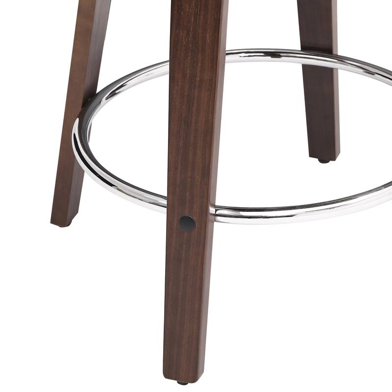 26.in Modern Set of 2 Leather Bar Stool Swivel Upholstered Hollow Back Counter Height Barstool with Wood Frame