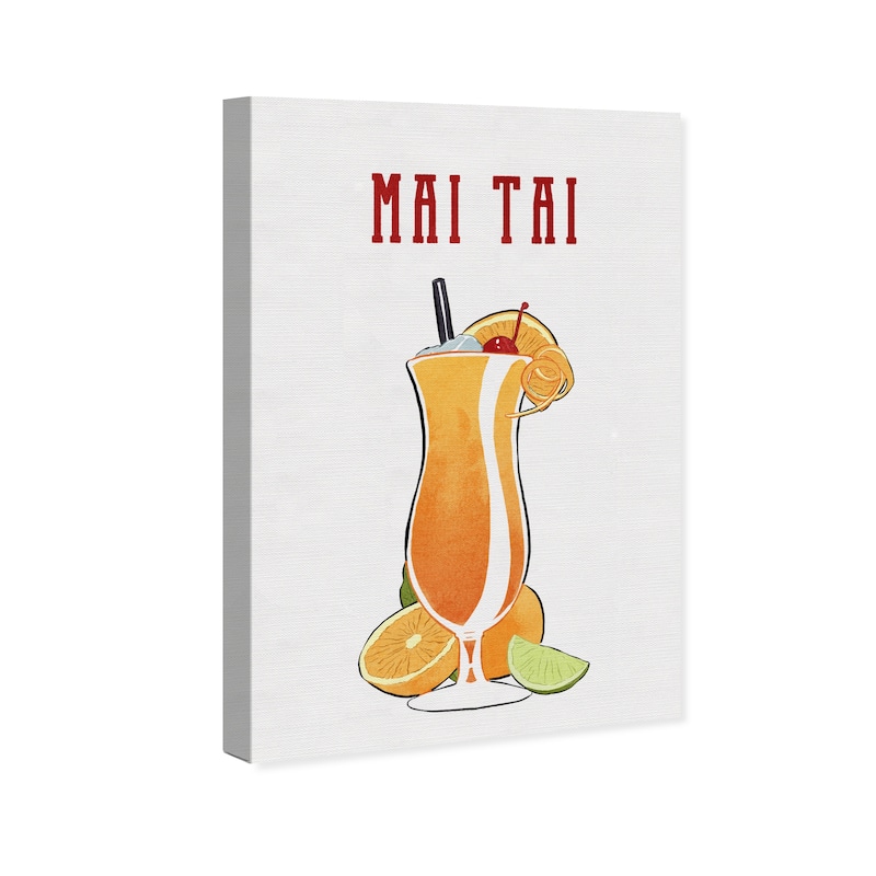 Wynwood Studio 'Mai Tai Cocktail' Drinks and Spirits Wall Art Canvas Print Cocktails - Orange, White