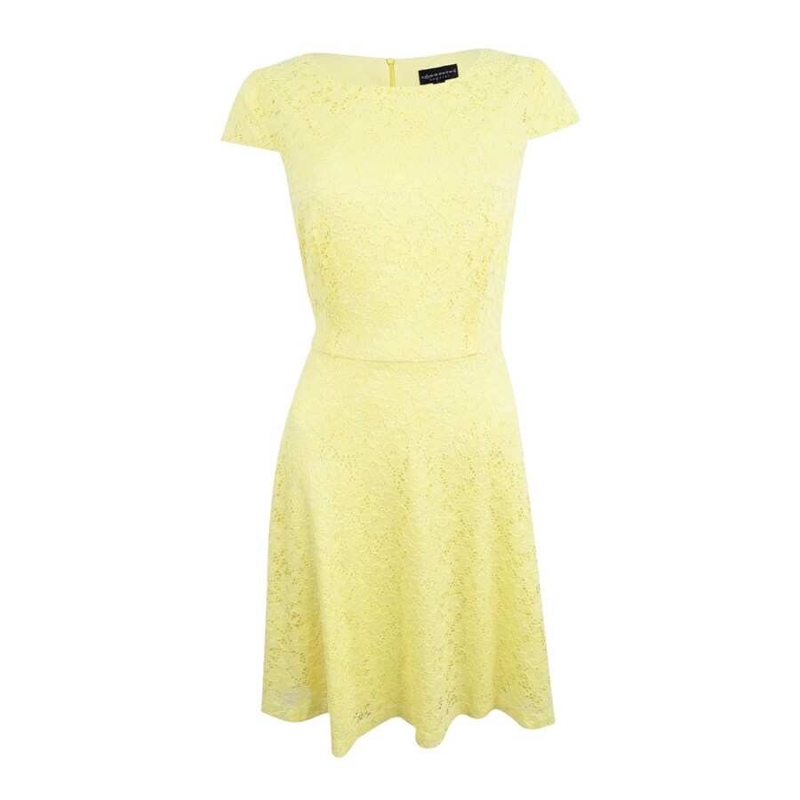 yellow fit and flare dress with sleeves