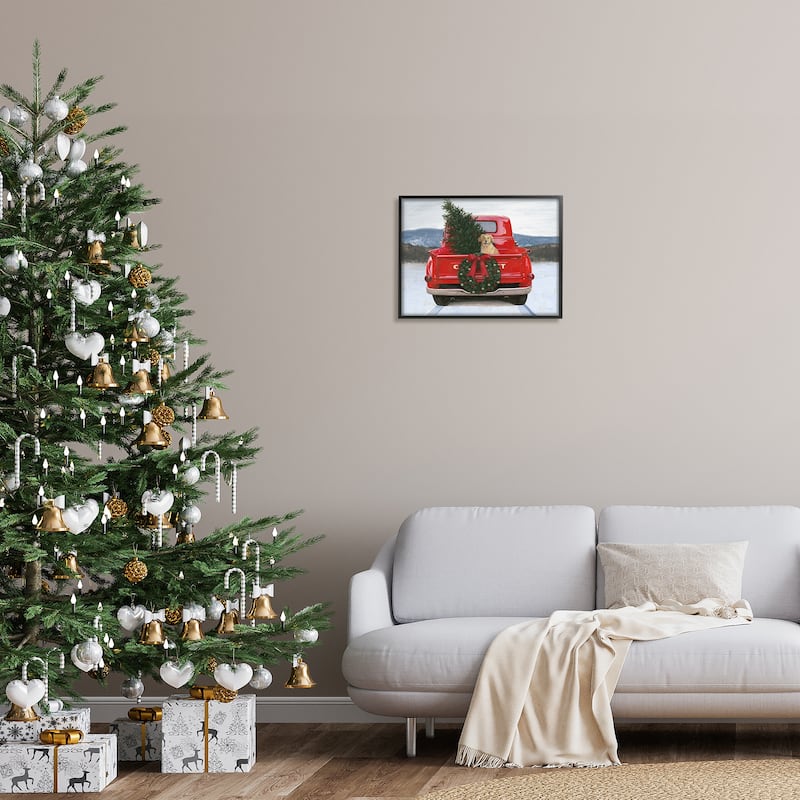 Stupell Holiday Tree in Truck Framed Giclee Art Design by James Wiens