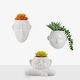 preview thumbnail 2 of 5, 3 - Piece Artificial Succulent in Vase Set/White Ceramic Head Planter with Artificial Plants