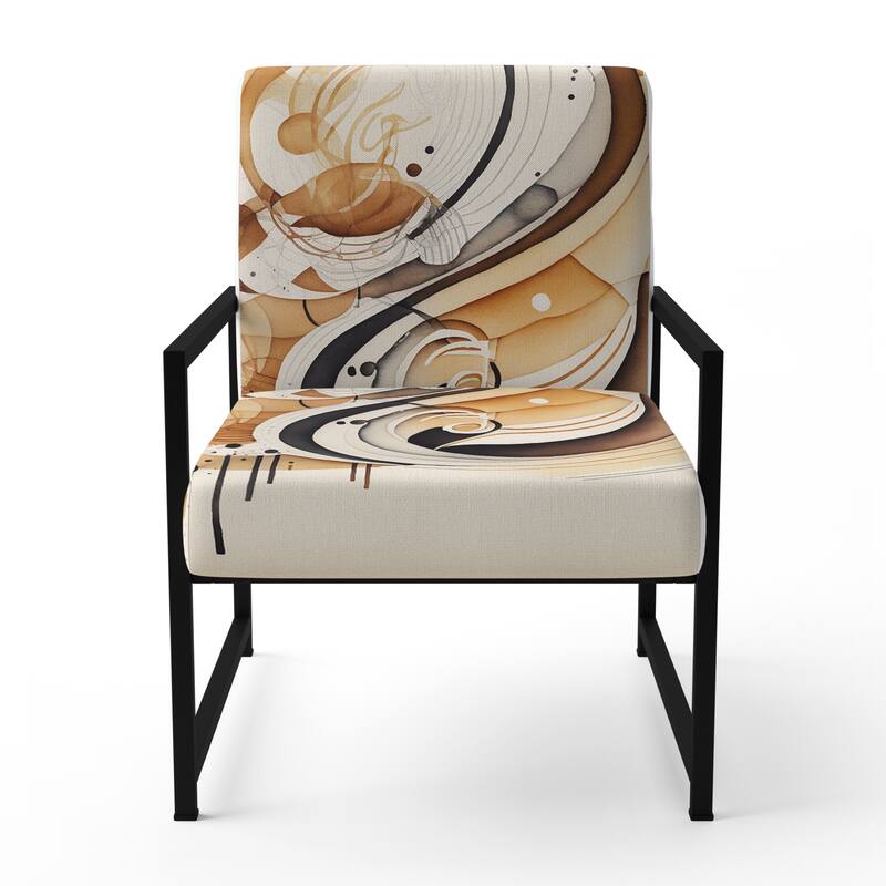 Designart "Brown And Black Movement IV" Upholstered Modern & Contemporary Accent Chair and Modern & Contemporary Arm Chair