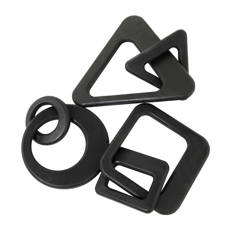 CosmoLiving by Cosmopolitan Geometric Wood Chain Sculpture (Set of 2, Set of 3) - Black, White, Brown