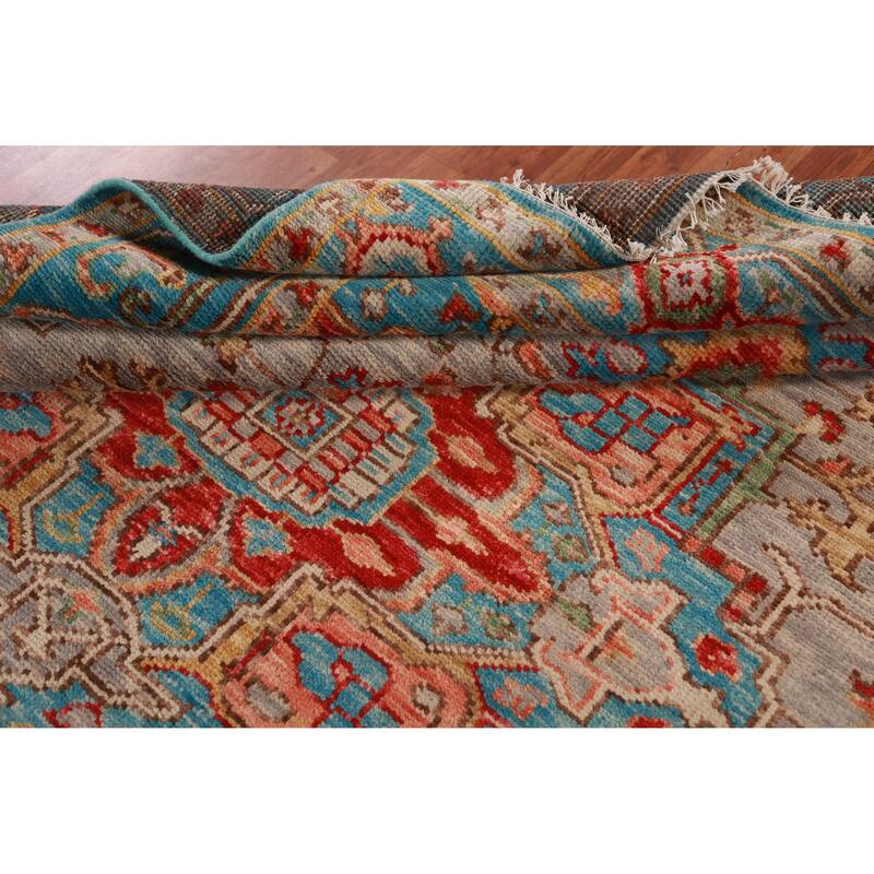 Geometric Oushak Oriental Area Rug Handmade Wool Carpet - 7'9" x 9'11"
