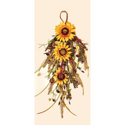 28" Mixed Fall Sunflower Teadrop