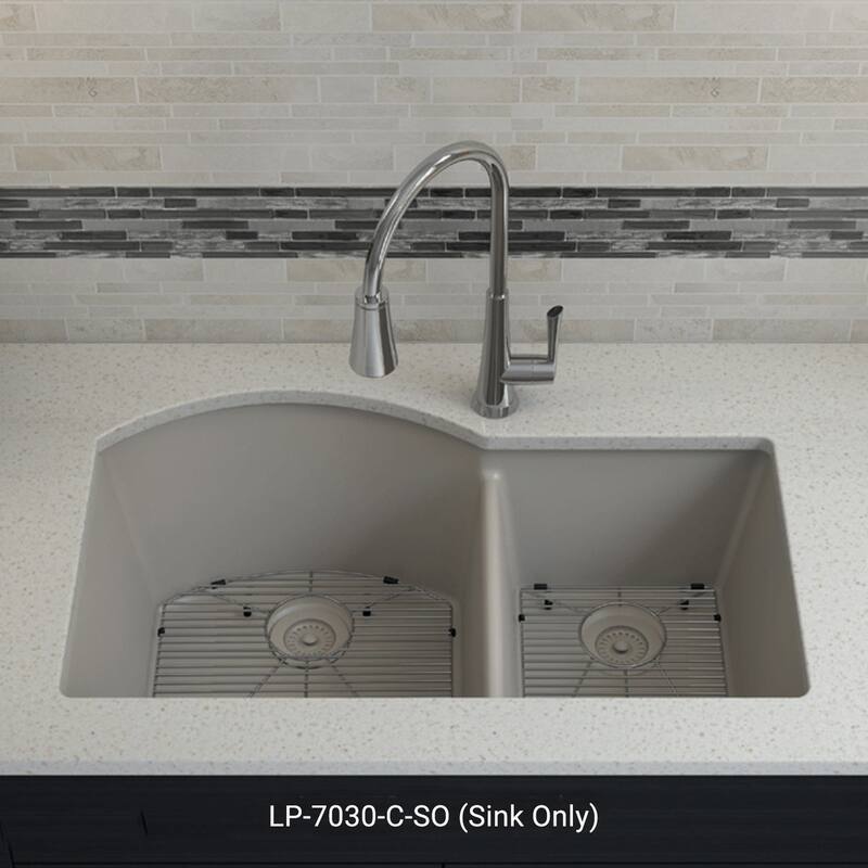 32 Inch Lexicon Platinum Quartz Composite Drop-in Undermount Galaxy Concrete Kitchen Sink LP-7030-C-SO