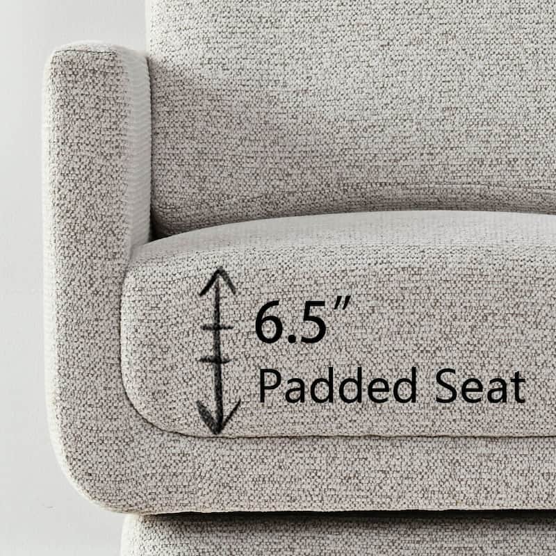 Beige Upholstered Swivel Barrel Accent Chair