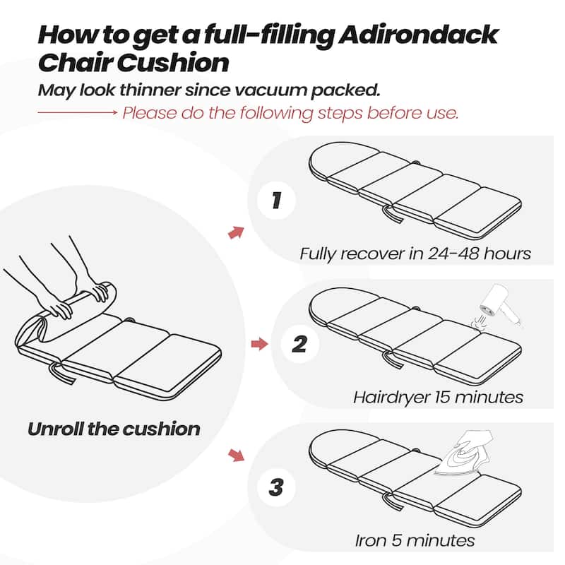 Patio Outdoor Adirondack Chair Cushion with Ties
