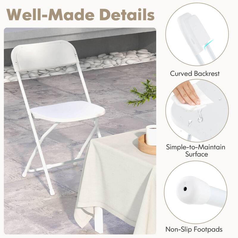 Costway 4/8/12/16/20 Pack Metal Folding Chairs with Plastic Seat &
